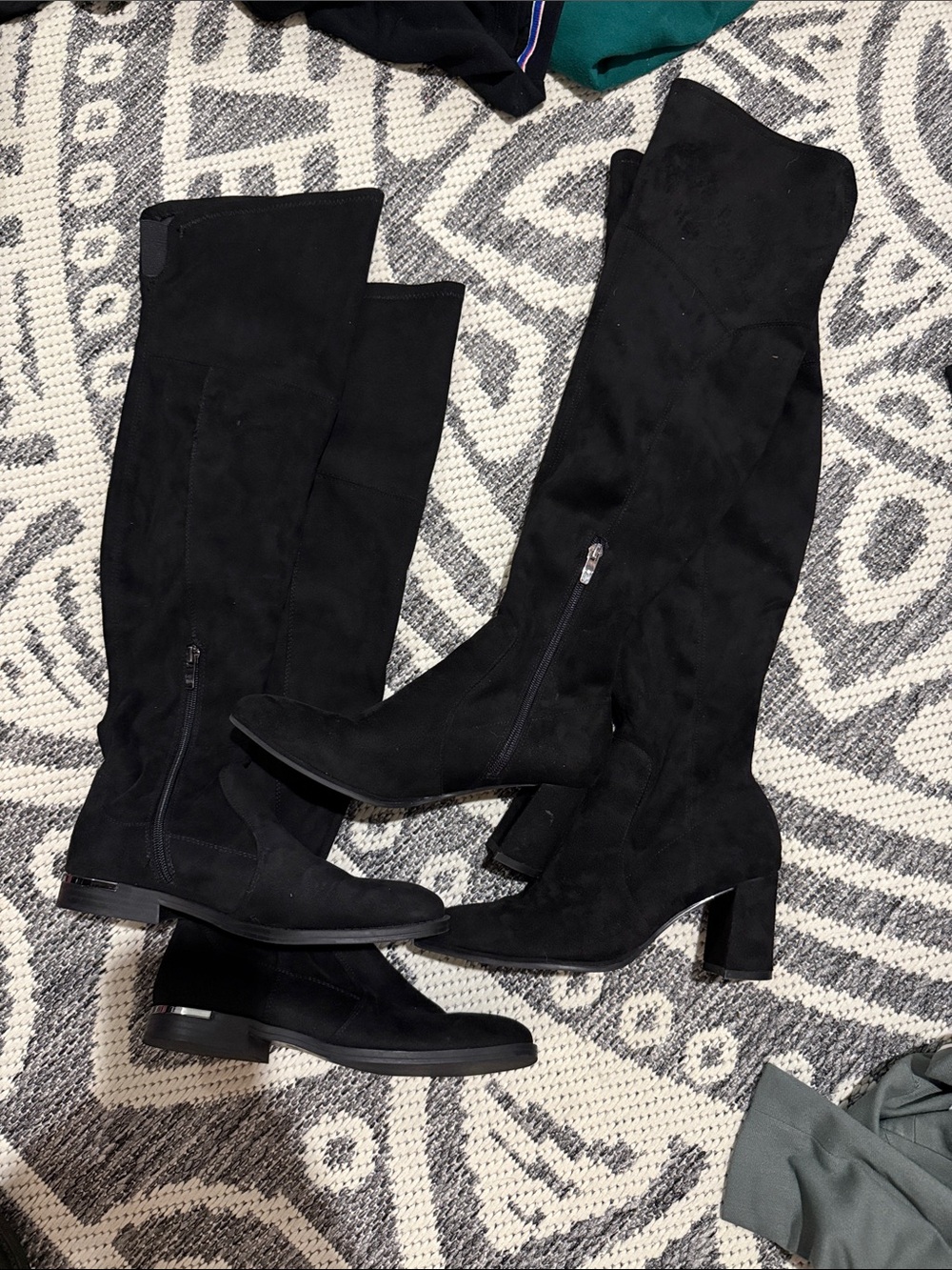 Marc Fisher Black Over-The-Knee Suede-Look Boots